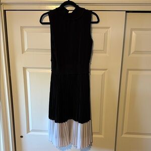 Nanette Lepore Black Dress with White Pleated Hem Midi